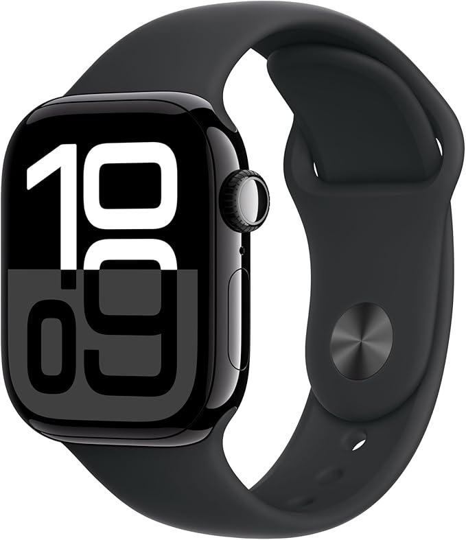 Apple Watch Series 10 GPS Smartwatch 42mm Alugehäuse Diamantschwarz Sportarmband M/L