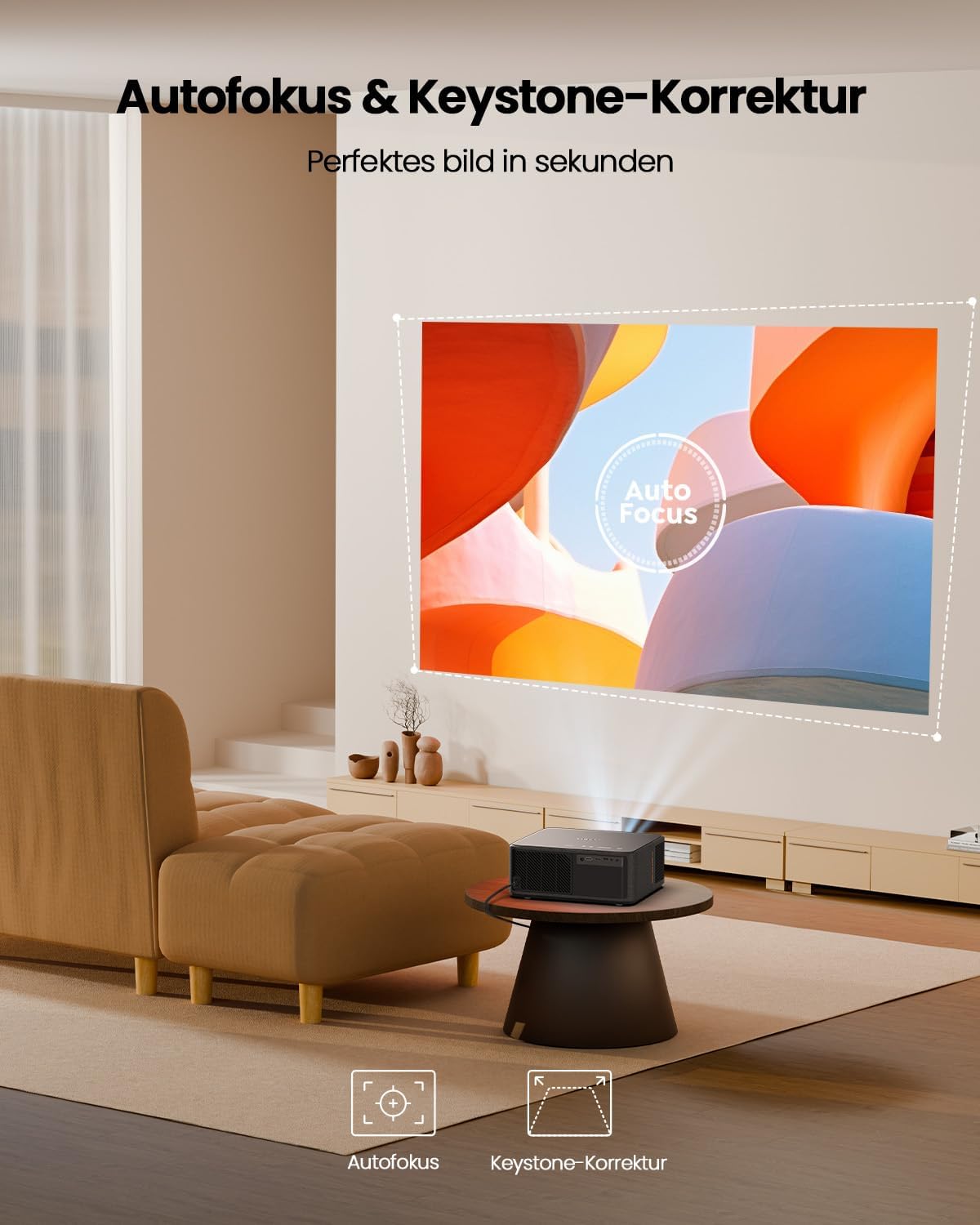 YABER K2s 4K Android TV Beamer: JBL Sound, Autofokus, WiFi 6 für ultimatives Heimkino