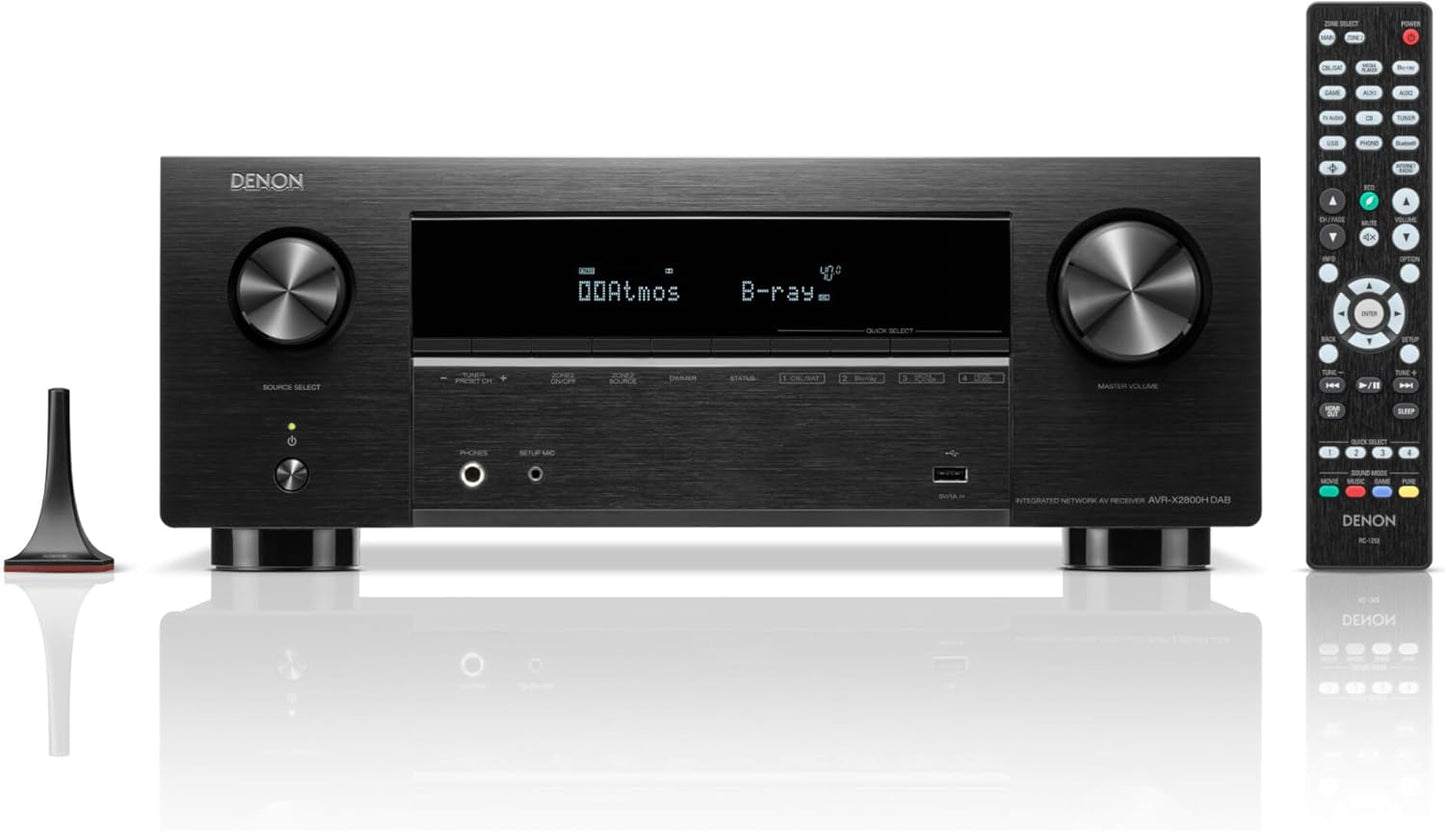 Denon AVR-X2800HDAB 7.2-Kanal AV-Receiver: 8K HDMI, Dolby Atmos, HEOS Multiroom, DAB