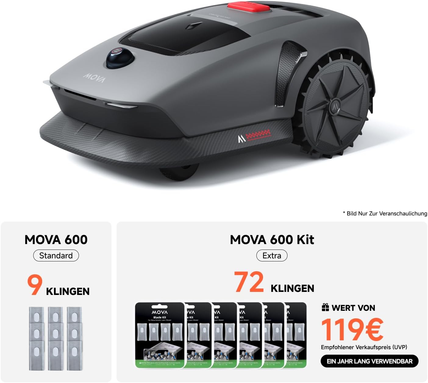 MOVA 600 Mähroboter 600 m², 3D-LiDAR & App-Steuerung