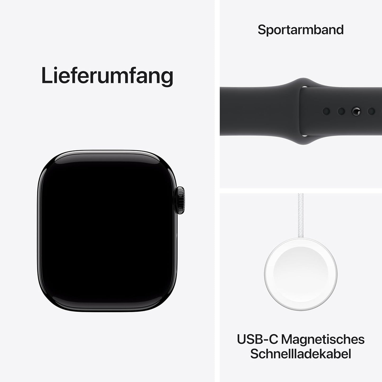 Apple Watch Series 10 GPS Smartwatch 42mm Alugehäuse Diamantschwarz Sportarmband M/L