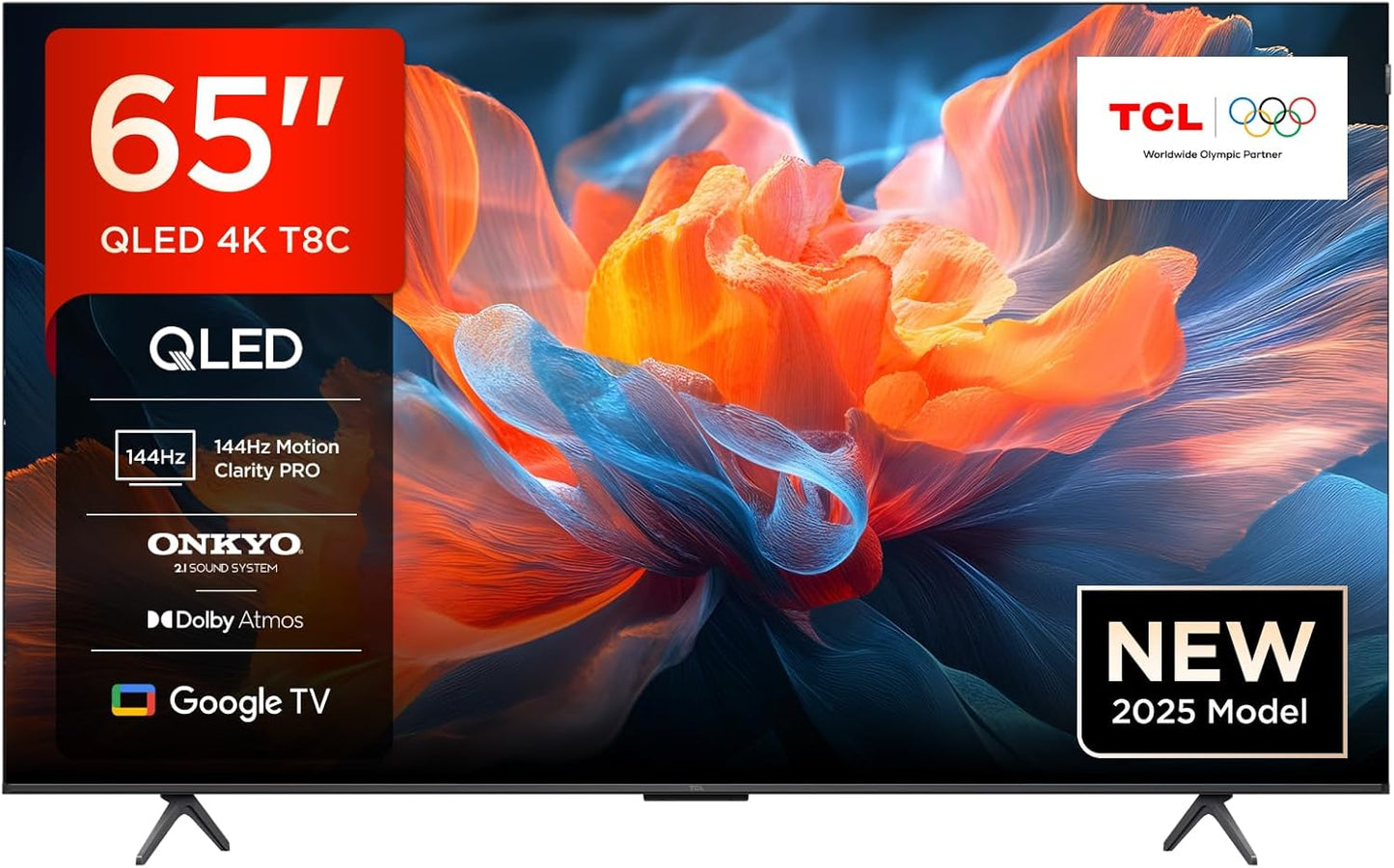 TCL 65 Zoll QLED 4K Smart Google TV, 144Hz Gaming, Onkyo Sound