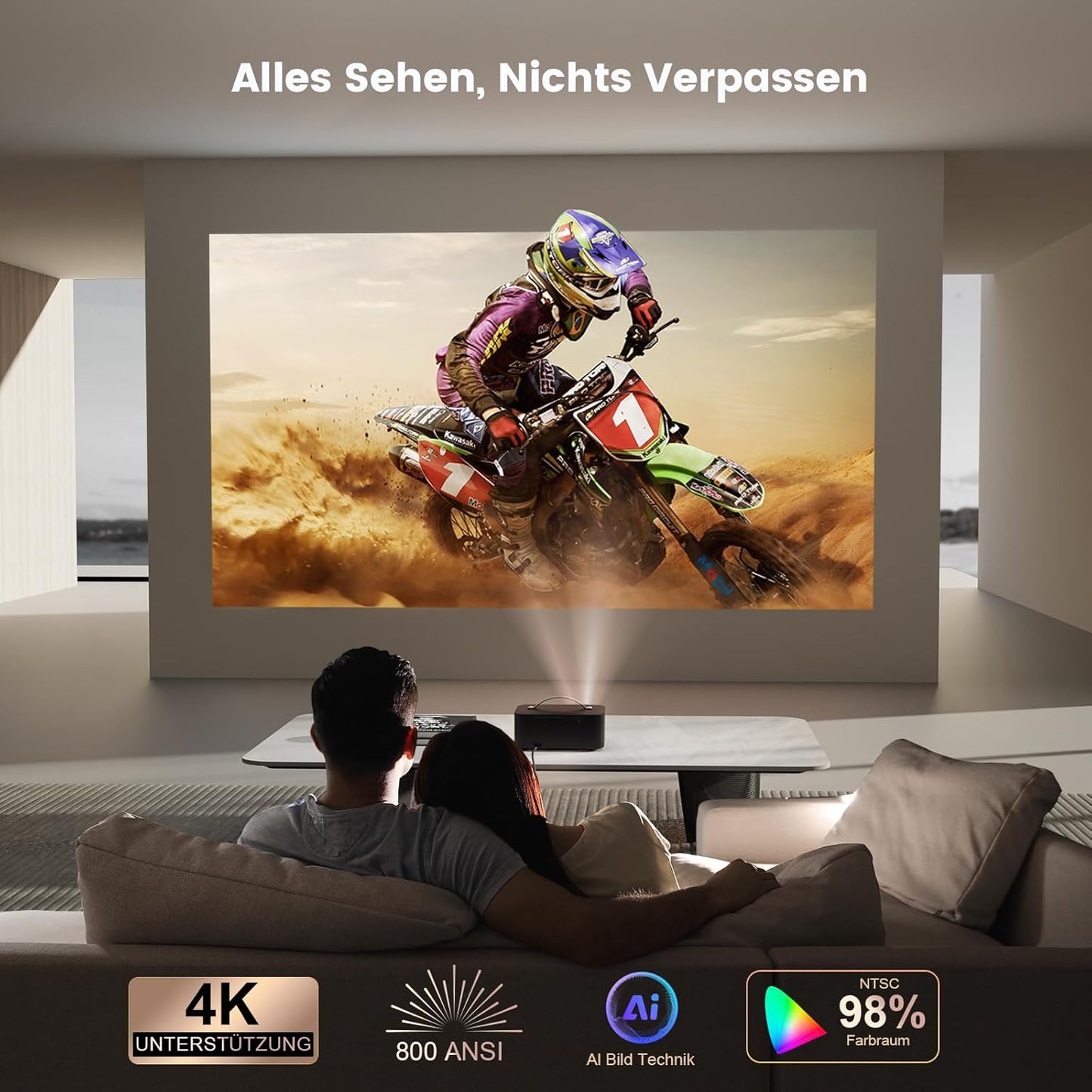 ONOAYO Smart 4K Mini Beamer: 1000 ANSI, Dolby Audio, WiFi6, Netflix