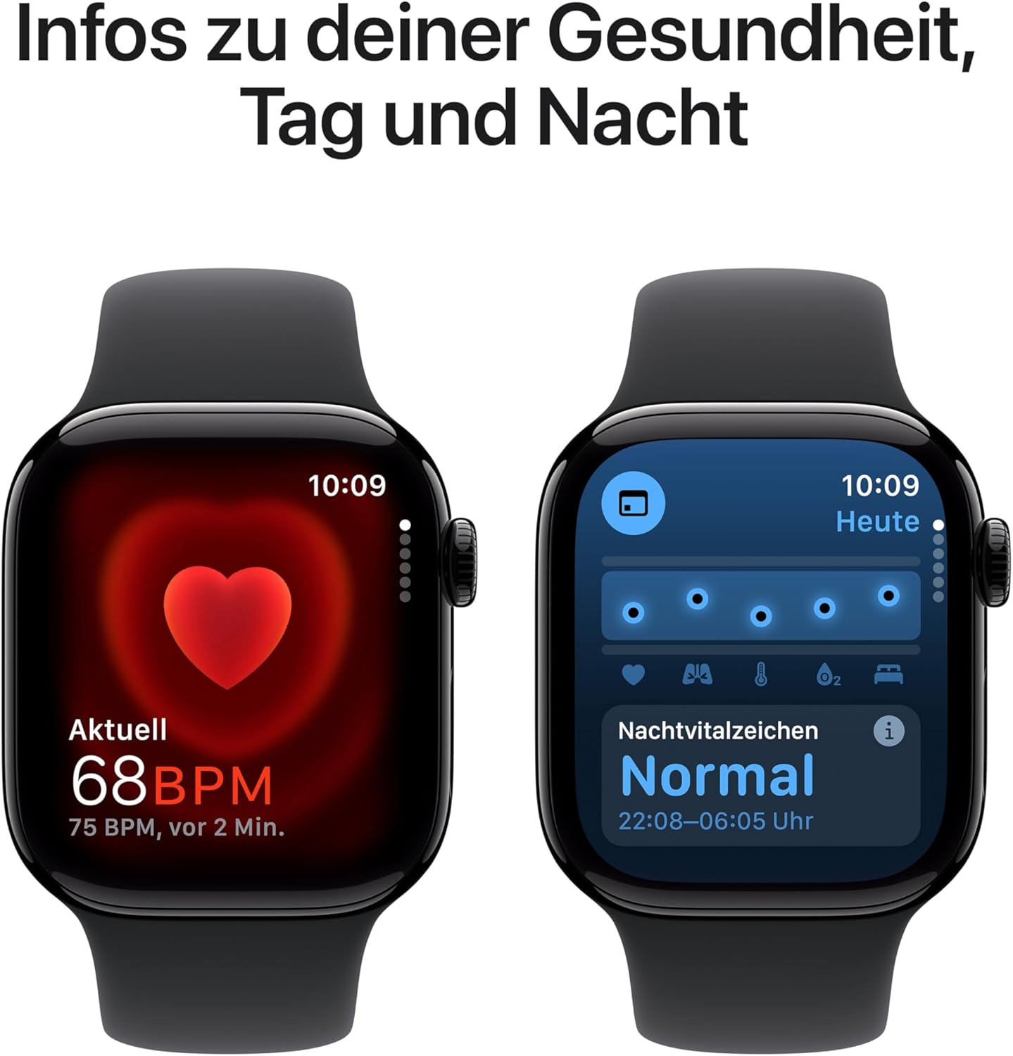 Apple Watch Series 10 GPS Smartwatch 42mm Alugehäuse Diamantschwarz Sportarmband M/L