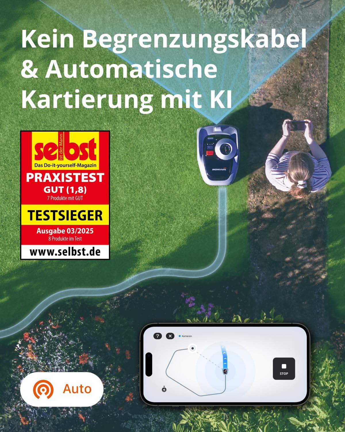 Navimow i105E Mähroboter 500 m², RTK+Vision, Igelschutz & KI
