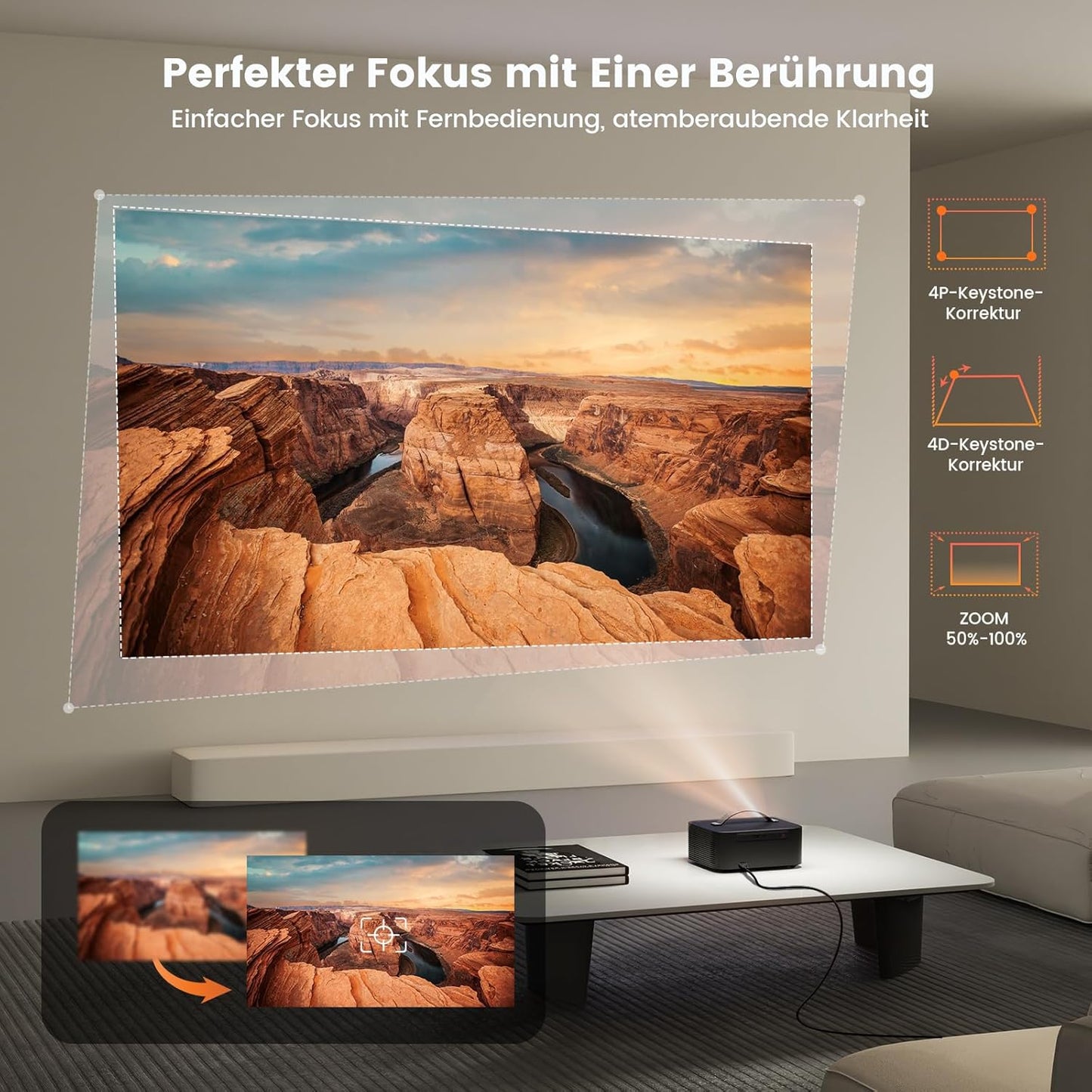 ONOAYO Smart 4K Mini Beamer: 1000 ANSI, Dolby Audio, WiFi6, Netflix