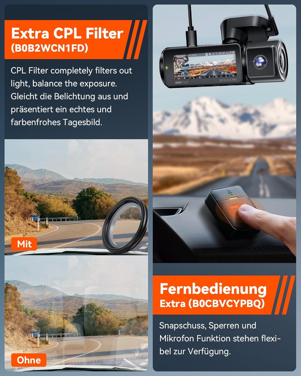 VANTRUE N4 Pro 3-Kanal 4K HDR Dashcam – STARVIS 2, WiFi, GPS, Parküberwachung