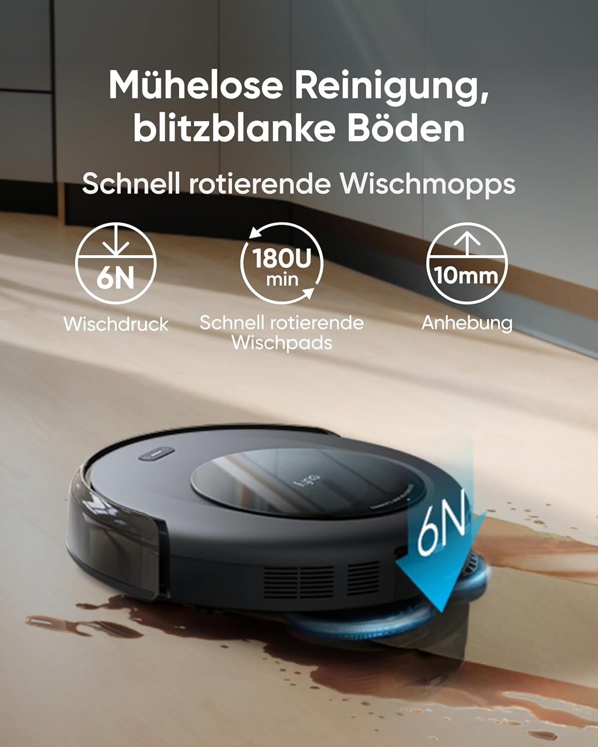 Eufy Omni C20, 7.000Pa, All-in-One-Station, Auto-Entleerung & -Reinigung, 8,5 cm, mit Wischfunktion