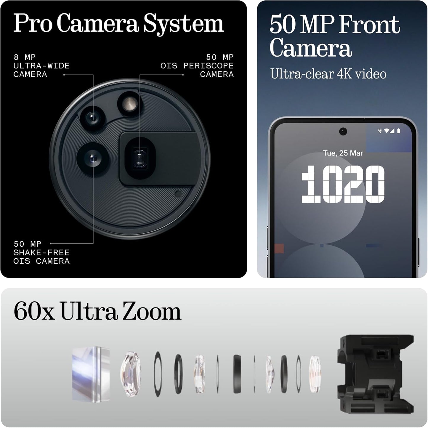 Nothing Phone (3a) Pro 256GB Smartphone mit 50MP Periskop-Kamera, 12GB RAM, AMOLED-Display