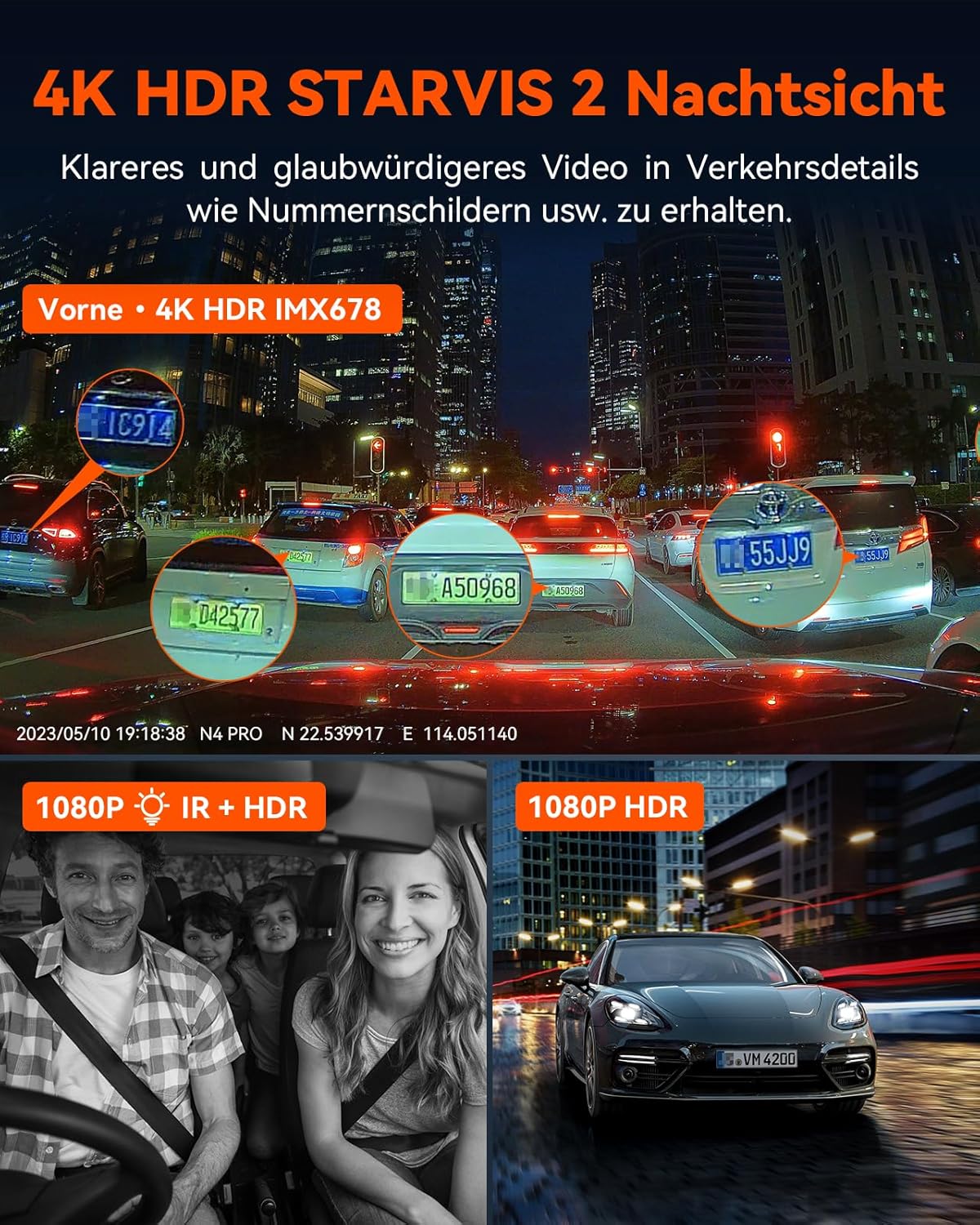 VANTRUE N4 Pro 3-Kanal 4K HDR Dashcam – STARVIS 2, WiFi, GPS, Parküberwachung