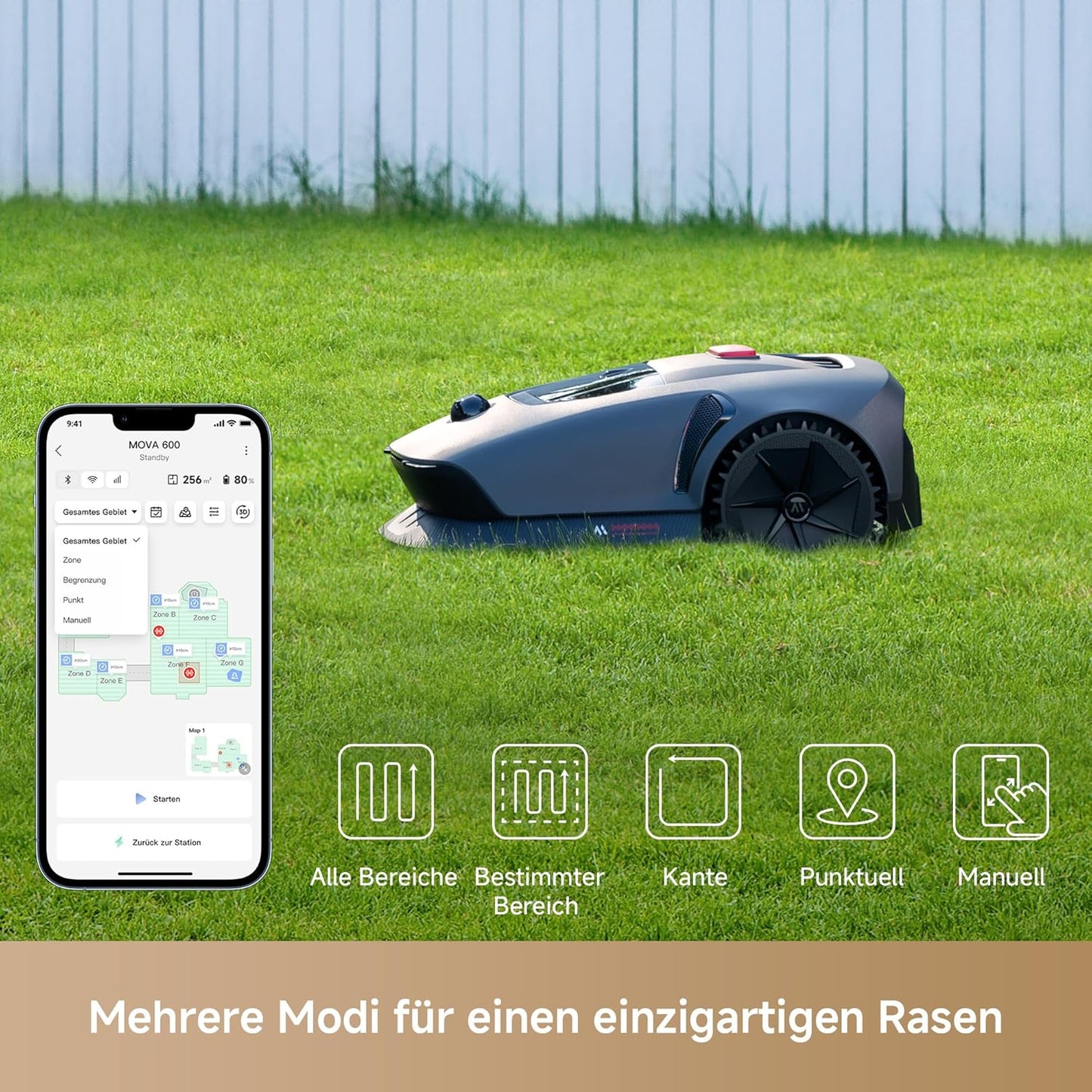 MOVA 600 Mähroboter 600 m², 3D-LiDAR & App-Steuerung