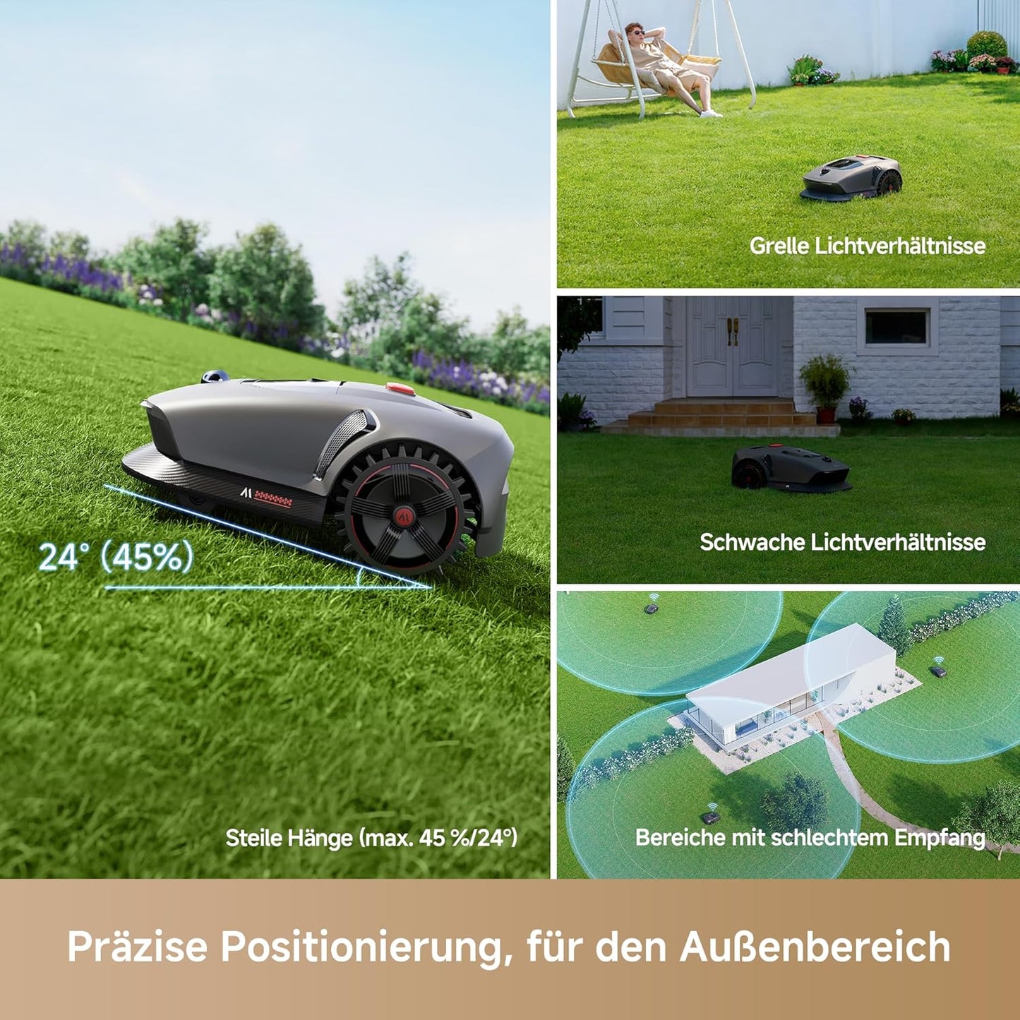 MOVA 1000 Mähroboter 1000 m², 3D-LiDAR & App-Steuerung
