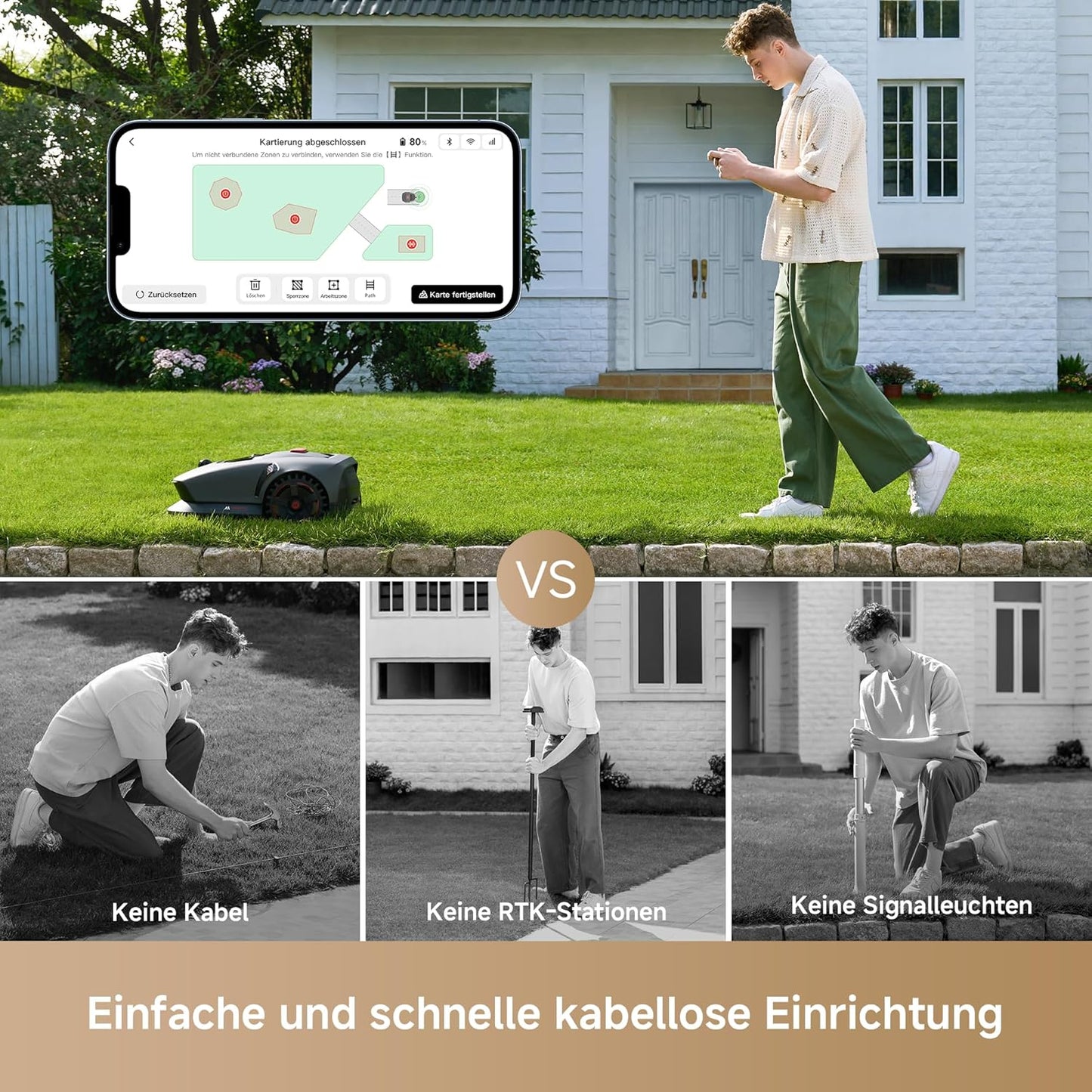 MOVA 1000 Mähroboter 1000 m², 3D-LiDAR & App-Steuerung