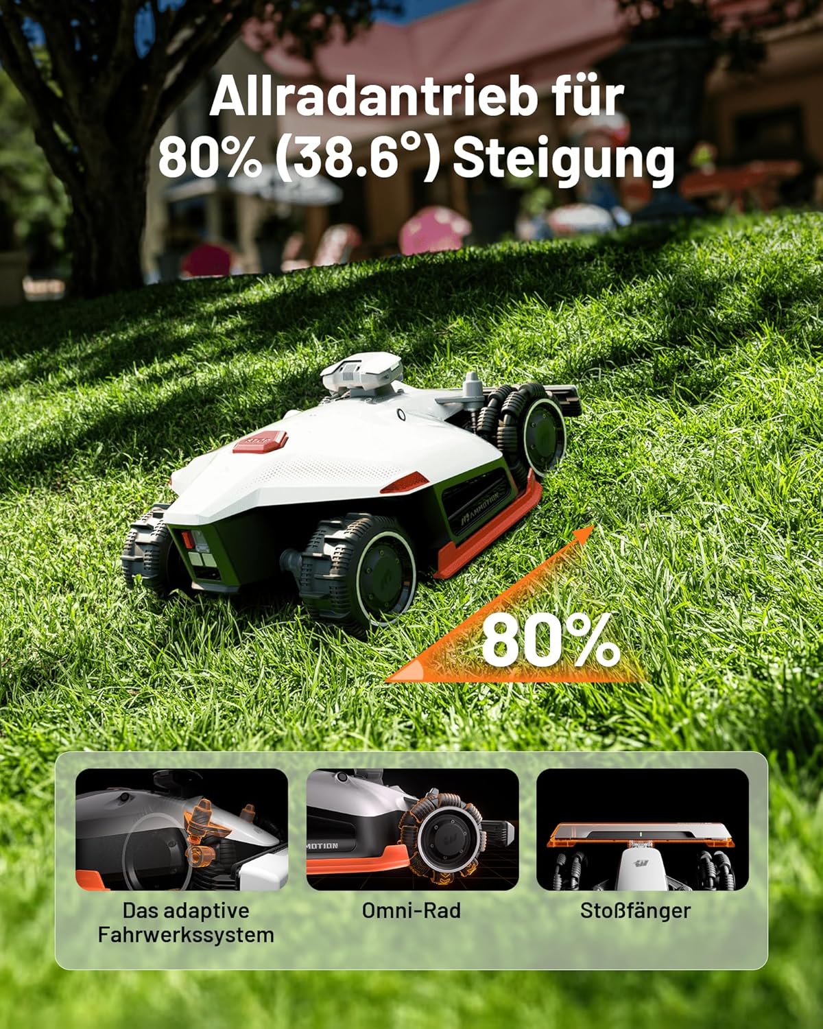 MAMMOTION LUBA 2 AWD 5000X Mähroboter 5000 m², NetRTK+Vision, ohne Kabel, 80 % Steigung