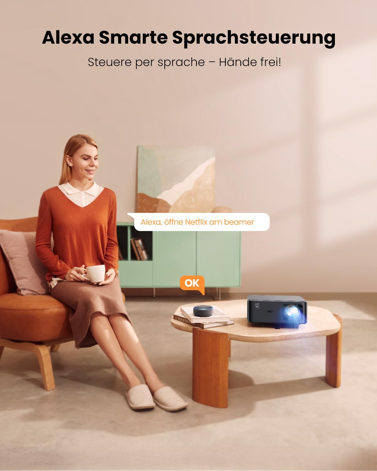 YABER K2s 4K Android TV Beamer: JBL Sound, Autofokus, WiFi 6 für ultimatives Heimkino