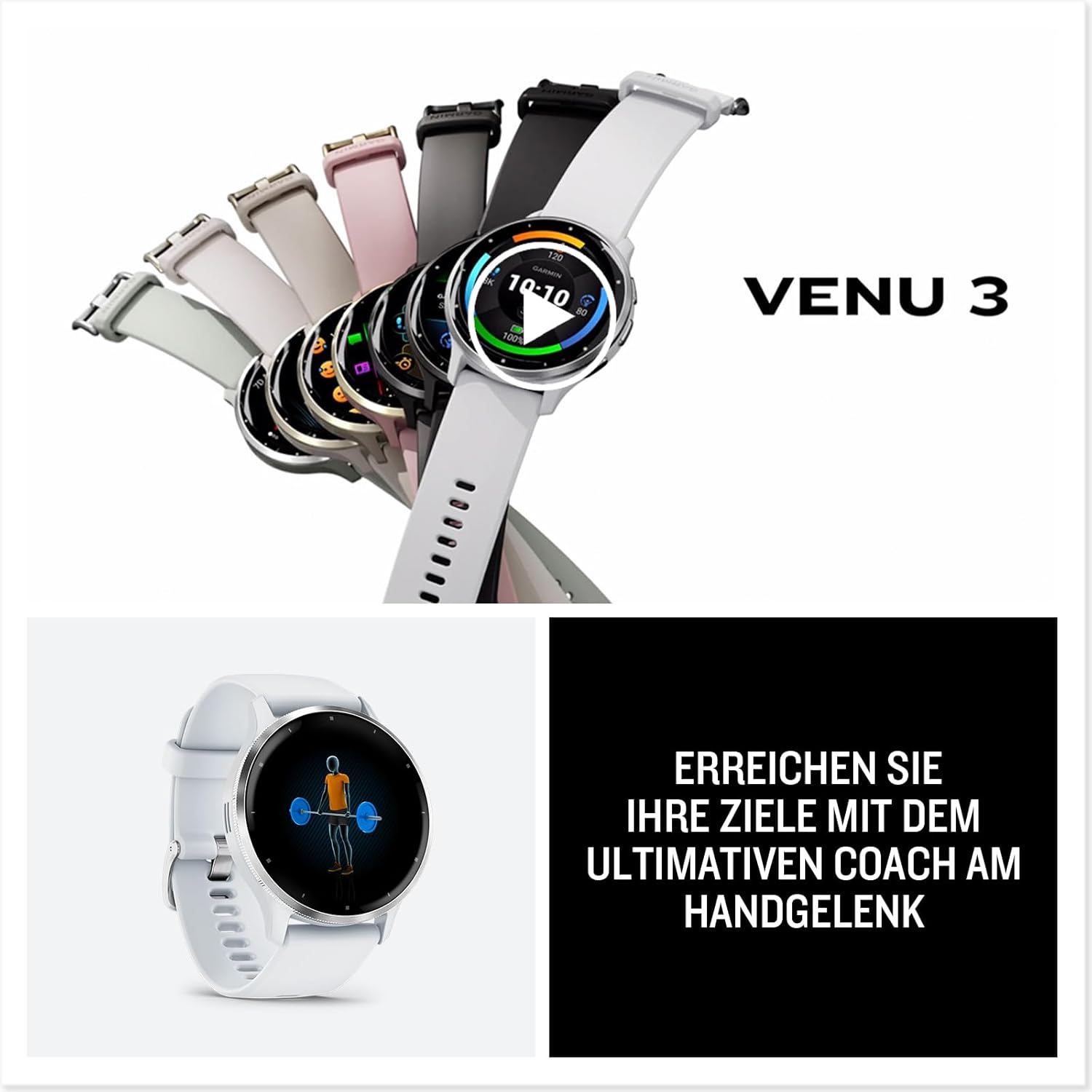 Garmin Venu 3S 41mm GPS Fitness-Smartwatch AMOLED, lange Akkulaufzeit & Bluetooth Telefonie