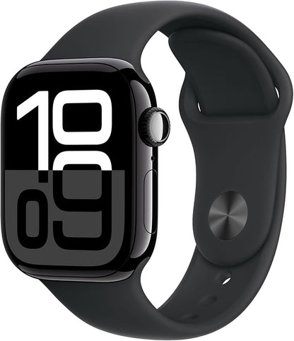 Apple Watch Series 10 GPS Smartwatch 42mm Alugehäuse Diamantschwarz Sportarmband M/L