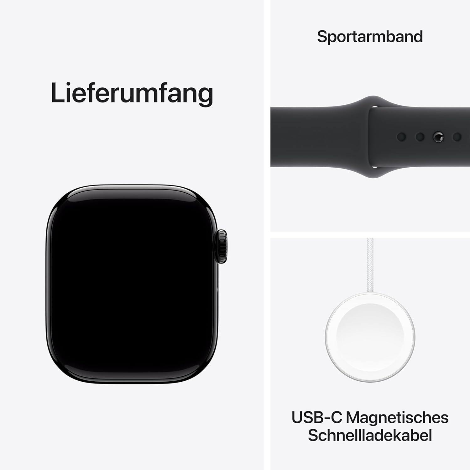Apple Watch Series 10 GPS Smartwatch 42mm Alugehäuse Diamantschwarz Sportarmband M/L