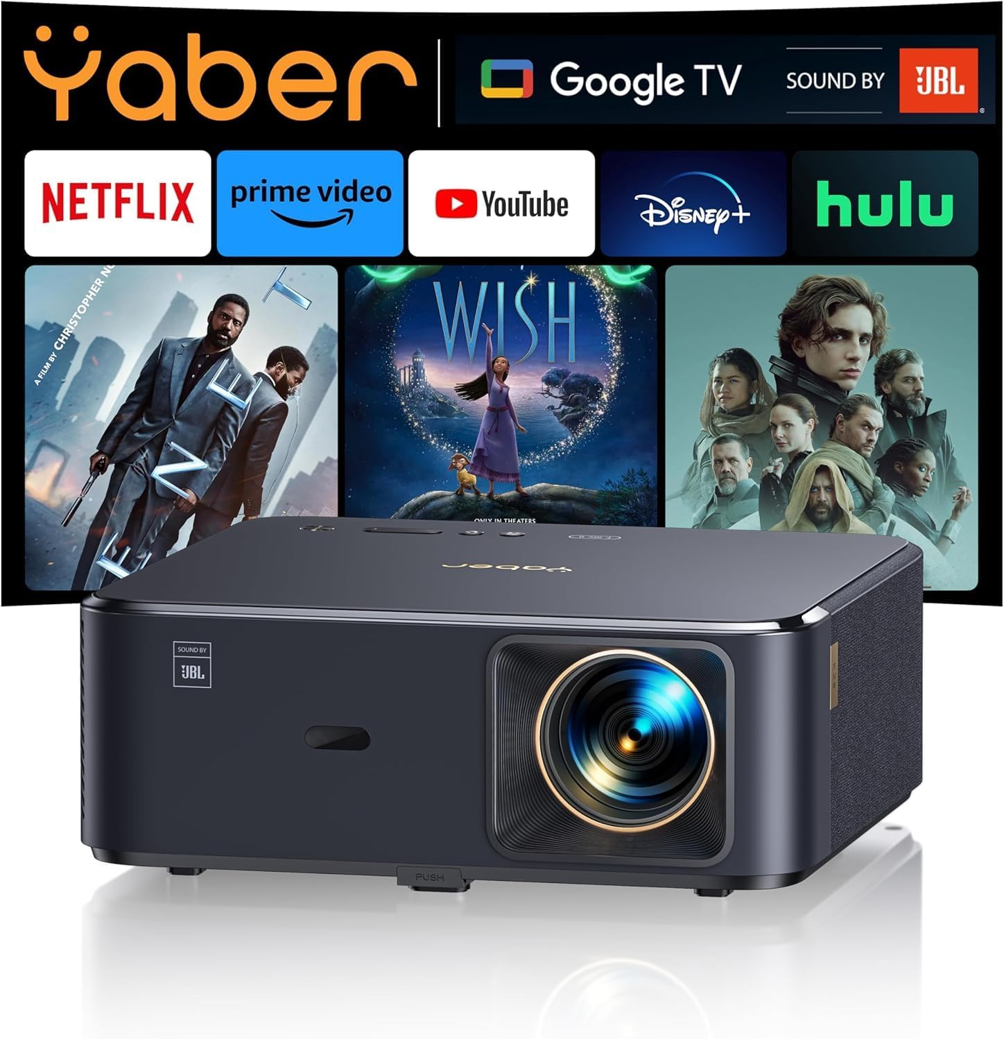 YABER K2s 4K Android TV Beamer: JBL Sound, Autofokus, WiFi 6 für ultimatives Heimkino