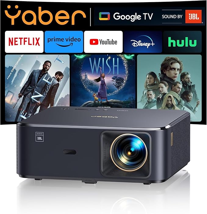 YABER K2s 4K Android TV Beamer: JBL Sound, Autofokus, WiFi 6 für ultimatives Heimkino