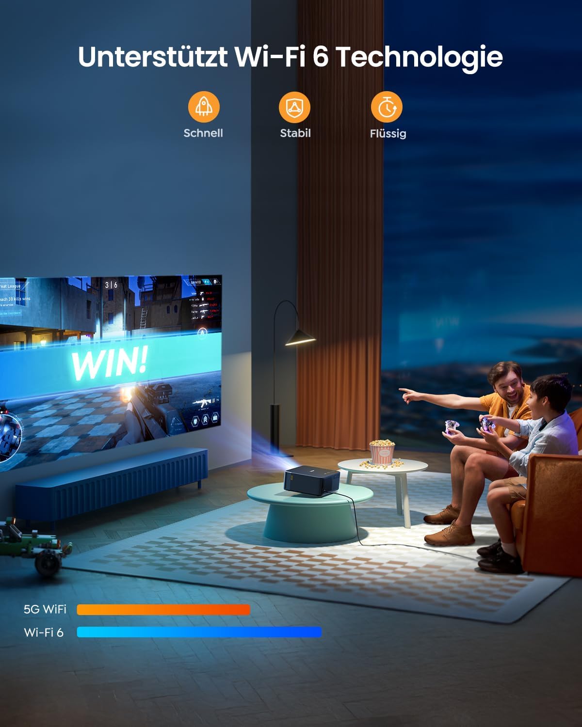 YABER K2s 4K Android TV Beamer: JBL Sound, Autofokus, WiFi 6 für ultimatives Heimkino