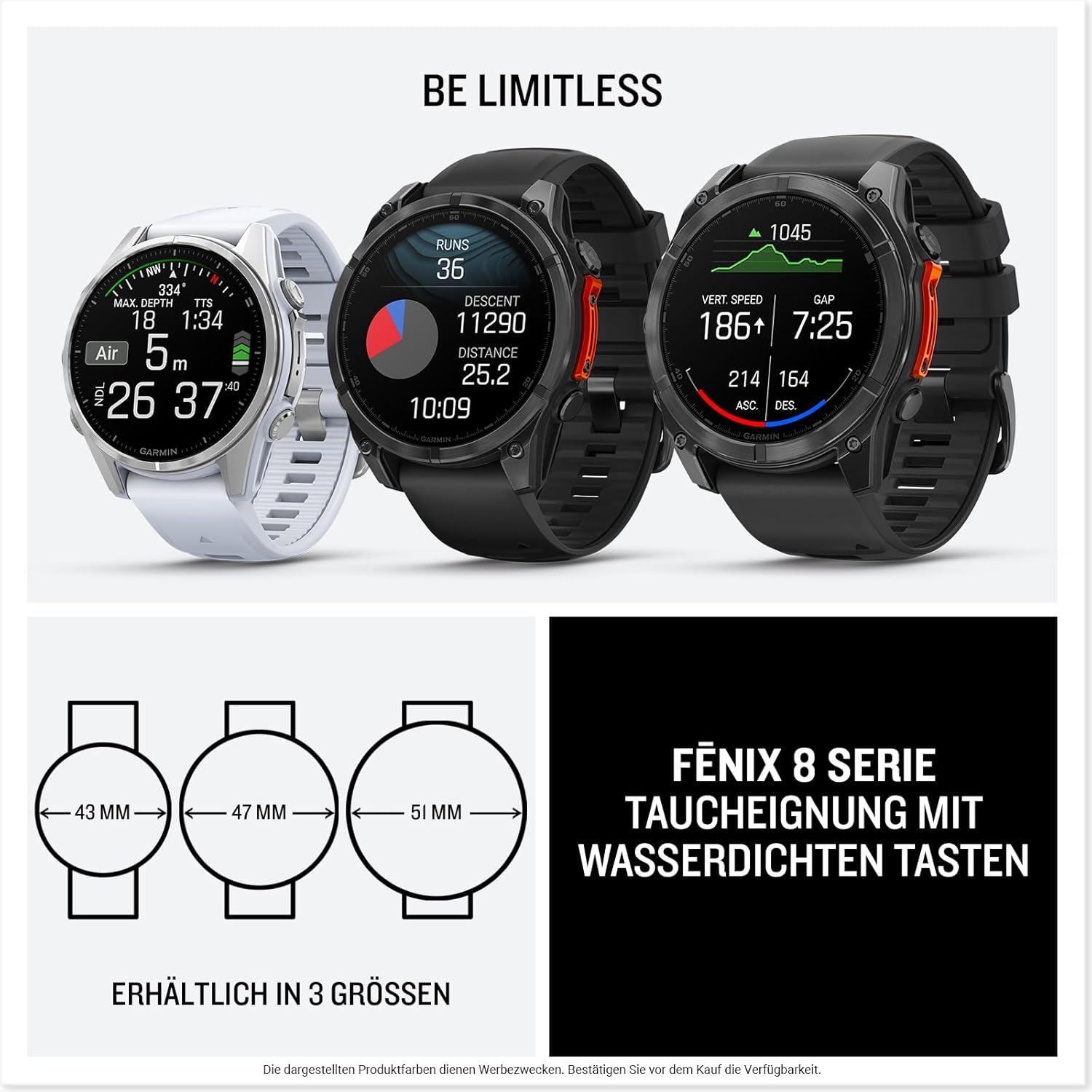 Garmin fēnix 8 47mm GPS-Multisport-Smartwatch: Brillantes AMOLED, Taschenlampe, Topo-Karten, Telefonie