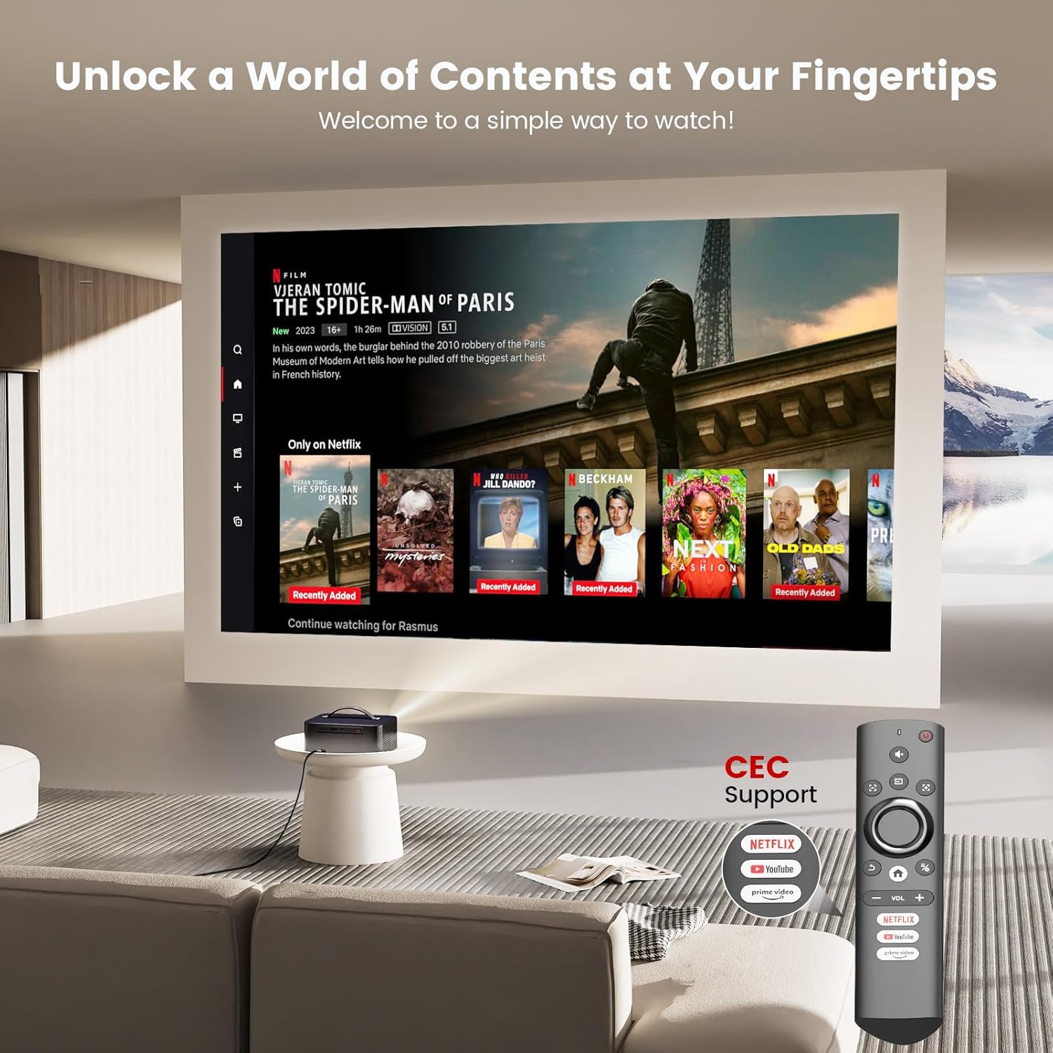ONOAYO Smart 4K Mini Beamer: 1000 ANSI, Dolby Audio, WiFi6, Netflix