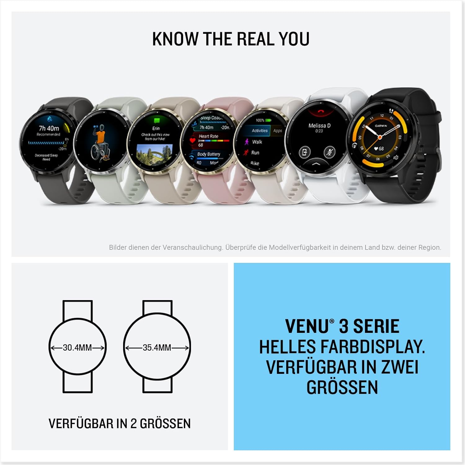 Garmin Venu 3S 41mm GPS Fitness-Smartwatch AMOLED, lange Akkulaufzeit & Bluetooth Telefonie