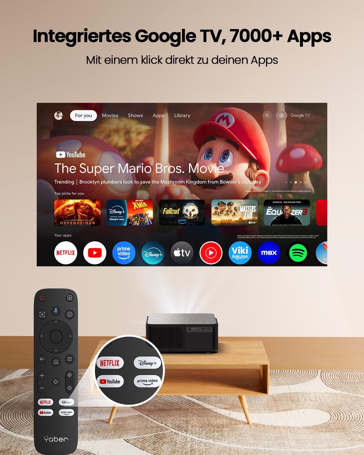 YABER K2s 4K Android TV Beamer: JBL Sound, Autofokus, WiFi 6 für ultimatives Heimkino