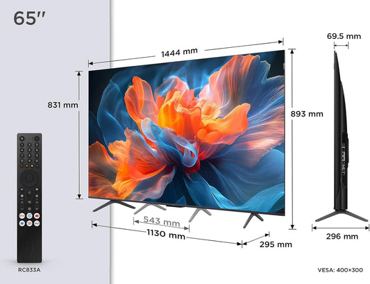 TCL 65 Zoll QLED 4K Smart Google TV, 144Hz Gaming, Onkyo Sound