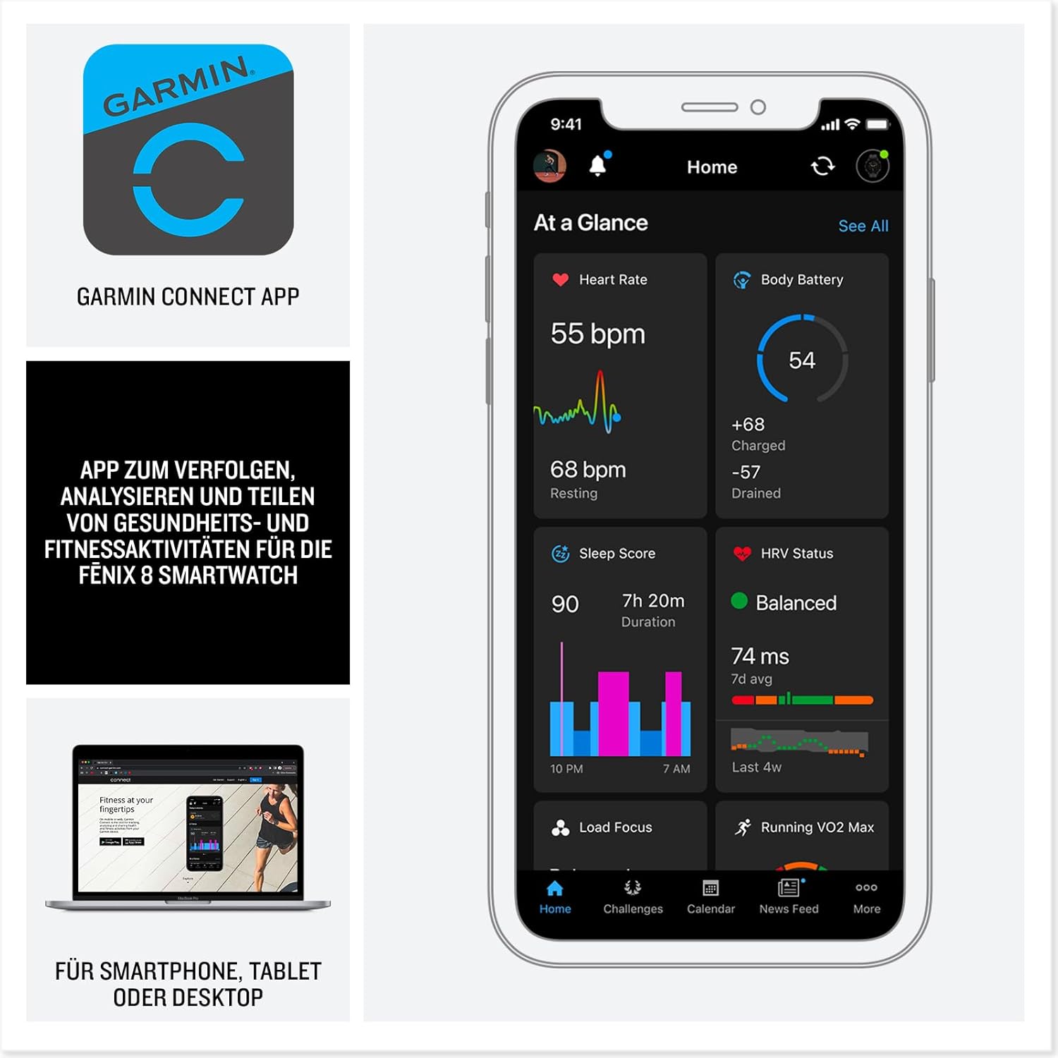 Garmin fēnix 8 47mm GPS-Multisport-Smartwatch: Brillantes AMOLED, Taschenlampe, Topo-Karten, Telefonie