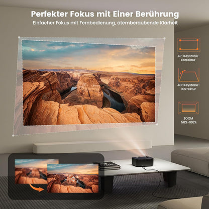 ONOAYO Smart 4K Mini Beamer: 1000 ANSI, Dolby Audio, WiFi6, Netflix