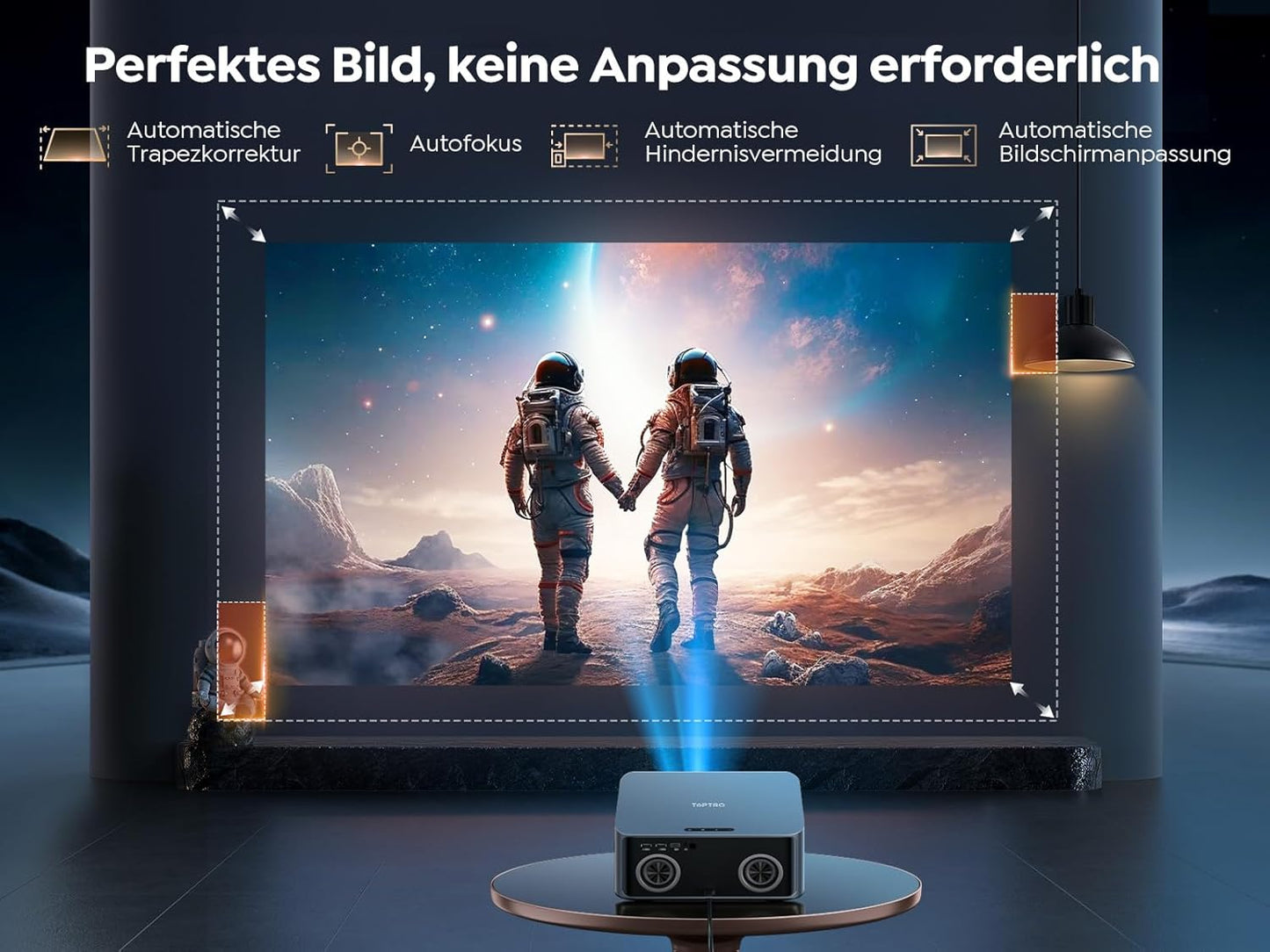 TOPTRO X9 4K Smart Beamer: Netflix, Dolby Audio, 1200 ANSI, KI-Autofokus, WiFi
