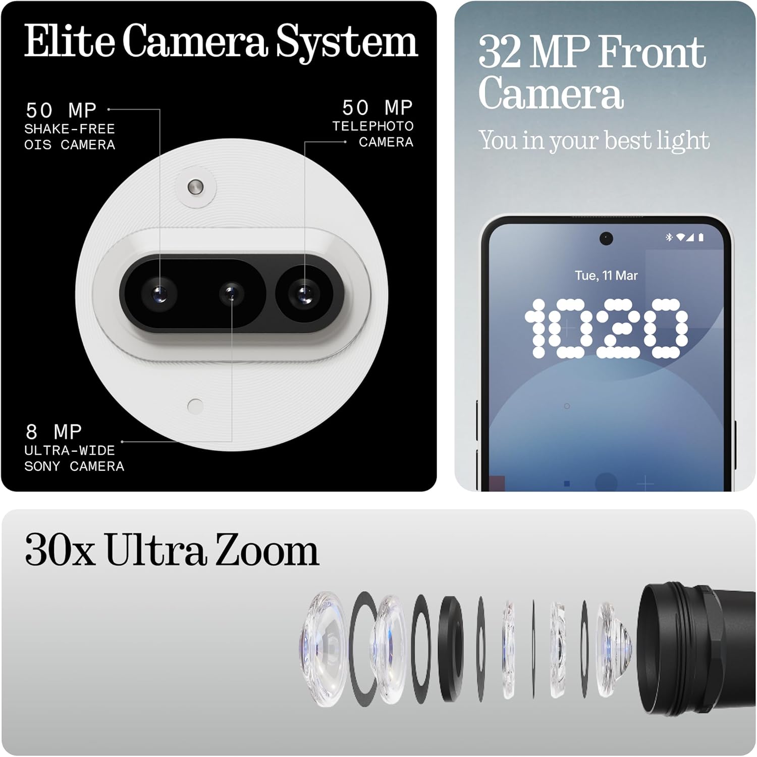 Nothing Phone (3a) 256GB Speicher 12GB RAM 50MP Kamera 6.77" AMOLED Display