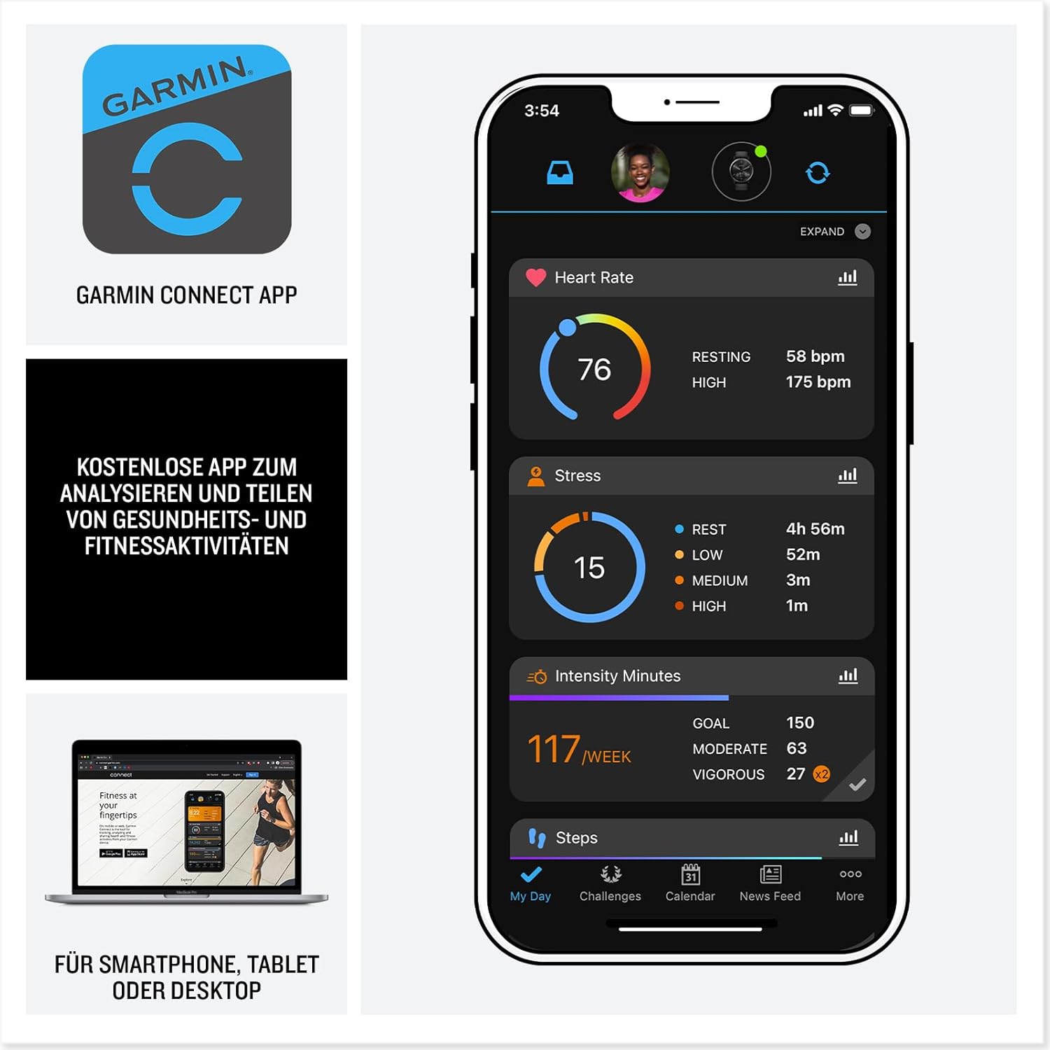 Garmin Venu 3S 41mm GPS Fitness-Smartwatch AMOLED, lange Akkulaufzeit & Bluetooth Telefonie