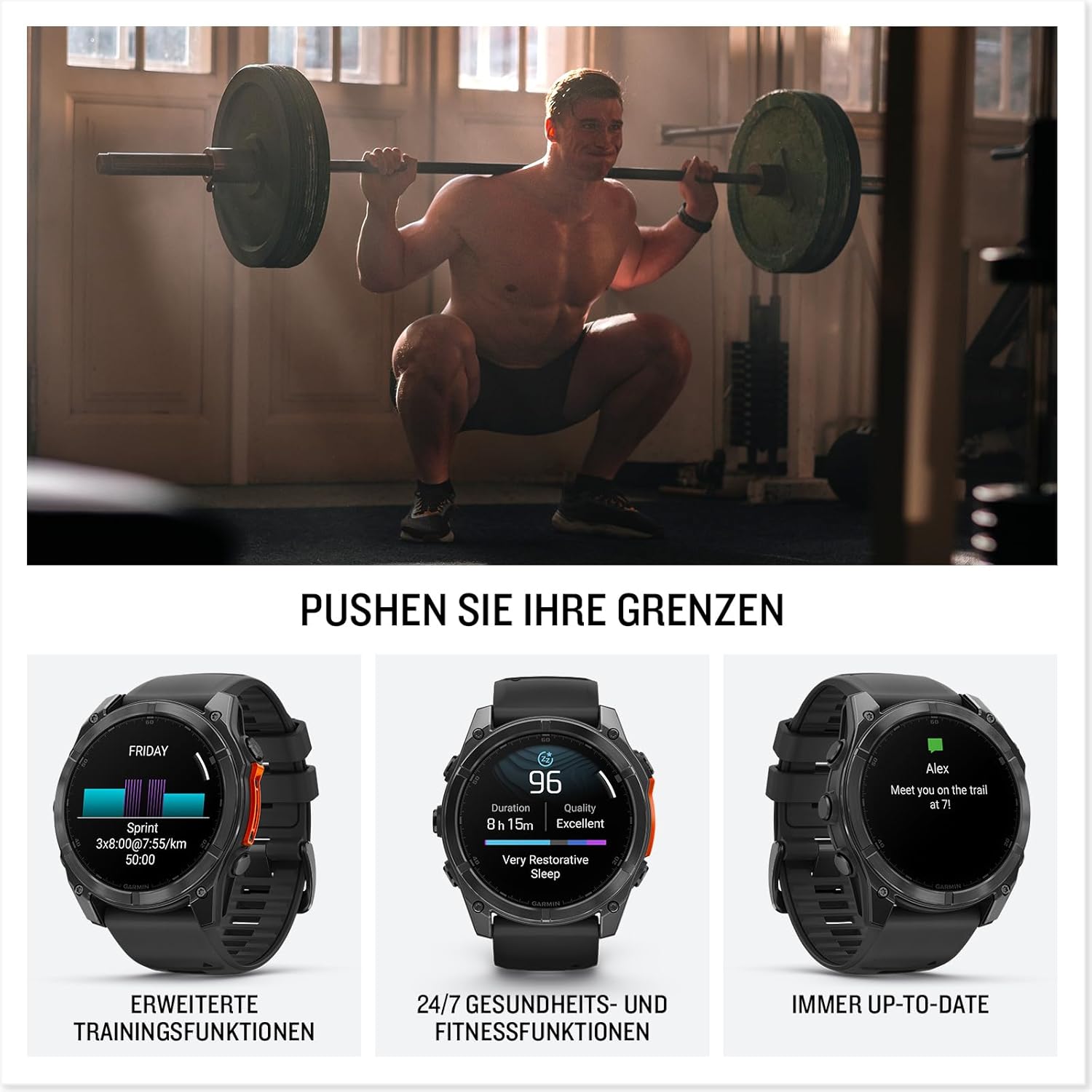 Garmin fēnix 8 47mm GPS-Multisport-Smartwatch: Brillantes AMOLED, Taschenlampe, Topo-Karten, Telefonie