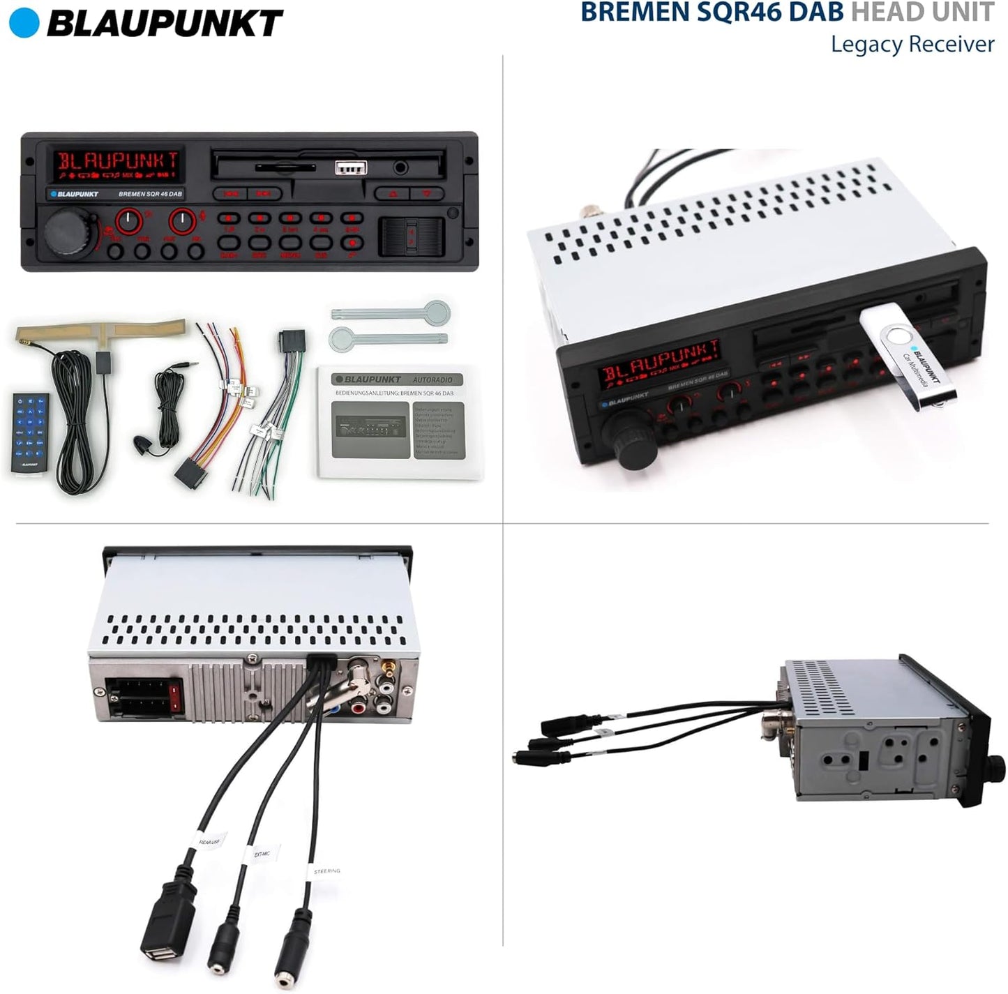 Blaupunkt Bremen SQR 46 DAB Retro Autoradio: Bluetooth, DAB+, USB, Aux-In, 4x50W, Kurze Einbautiefe