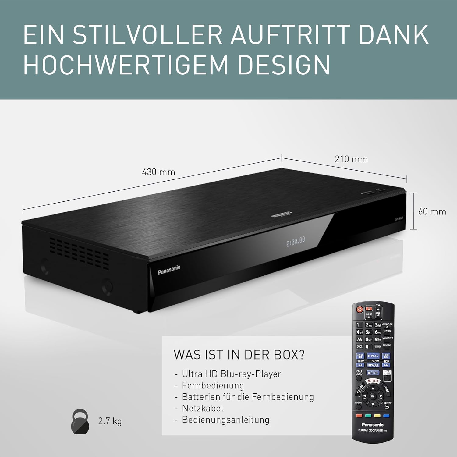 Panasonic DP-UB824EGK UHD Blu-ray Player mit 4K HDR10+ Dolby Vision HCX Prozessor