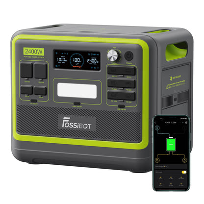 FOSSiBOT Tragbare Powerstation 2048Wh LiFePO4 Mobiler Solargenerator mit 230V/2400W (Spitze 4800W), USB und QC, Mobile Stromspeicher für Outdoors, Power Station für Camping, Reisen