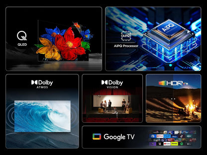 TCL 55 Zoll QLED 4K HDR Smart Google TV: Brillante Bilder, Gaming, Dolby Atmos