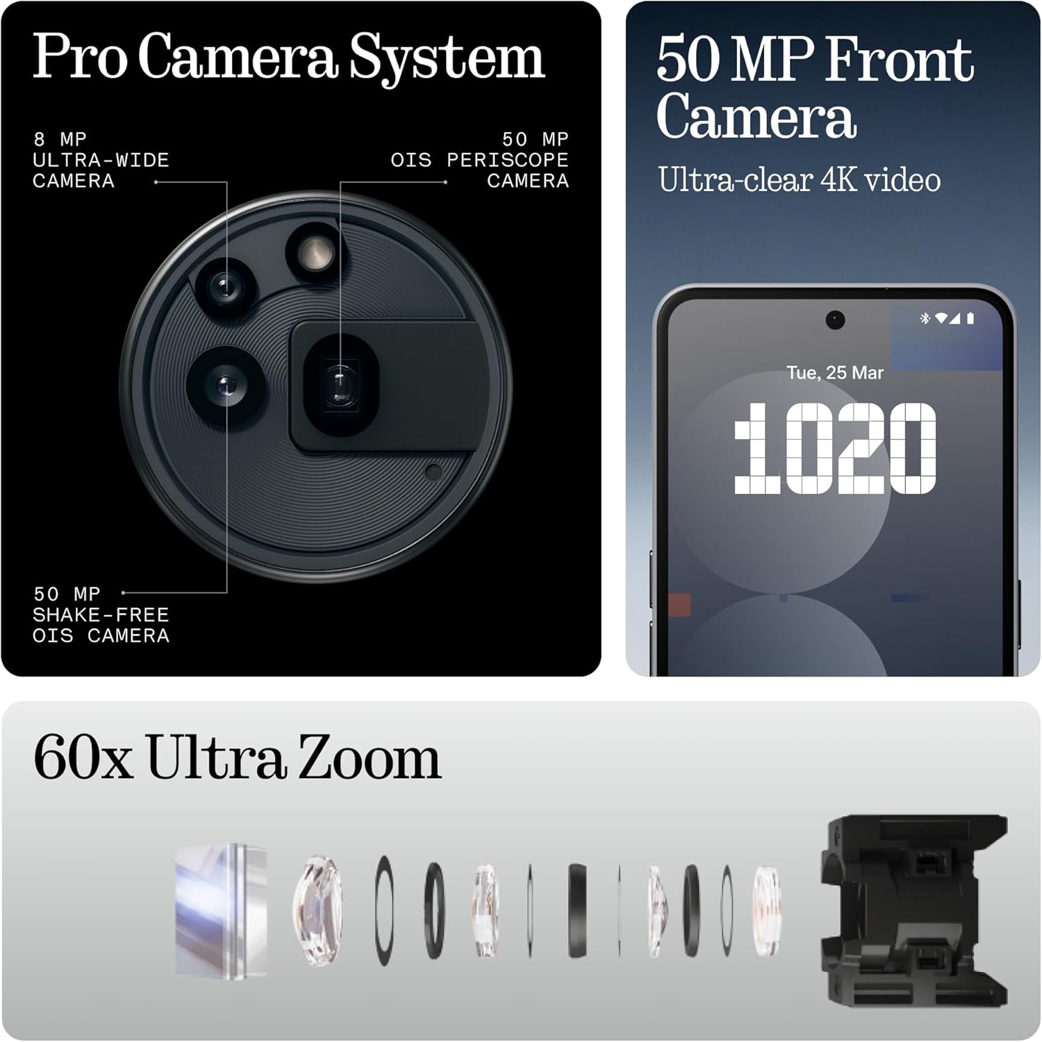Nothing Phone (3a) Pro 256GB Smartphone mit 50MP Periskop-Kamera, 12GB RAM, AMOLED-Display
