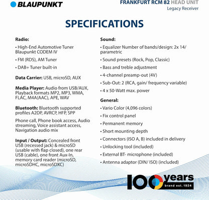 Blaupunkt Frankfurt RCM 82 DAB 1-DIN Autoradio: Modernes Retro mit Bluetooth, USB, SD, DAB+, 200W, Freisprecheinrichtung