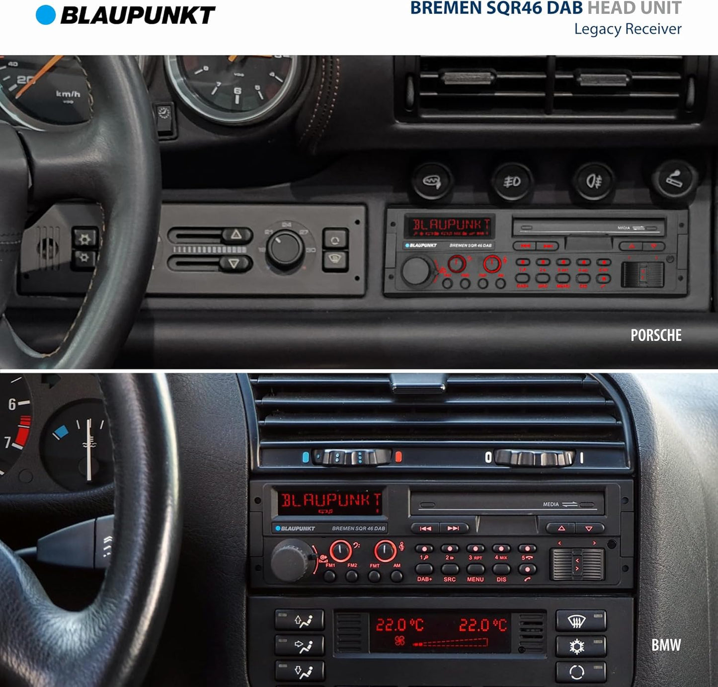 Blaupunkt Bremen SQR 46 DAB Retro Autoradio: Bluetooth, DAB+, USB, Aux-In, 4x50W, Kurze Einbautiefe