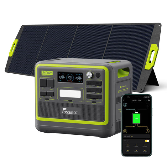FOSSiBOT Tragbare Powerstation 2048Wh LiFePO4 Mobiler Solargenerator mit 230V/2400W (Spitze 4800W), USB und QC, Mobile Stromspeicher für Outdoors, Power Station für Camping, Reisen