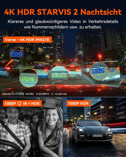 VANTRUE N4 Pro 3-Kanal 4K HDR Dashcam – STARVIS 2, WiFi, GPS, Parküberwachung
