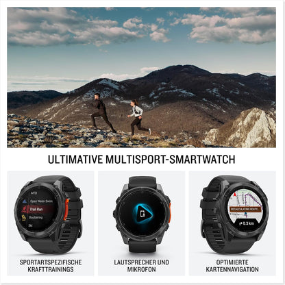 Garmin fēnix 8 47mm GPS-Multisport-Smartwatch: Brillantes AMOLED, Taschenlampe, Topo-Karten, Telefonie