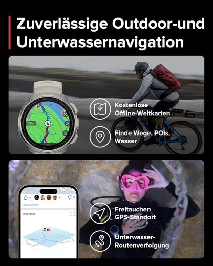 Suunto Ocean AMOLED Tauchcomputer & Multisportuhr: 100m Wasserdicht, GPS, Offline-Karten, 40h
