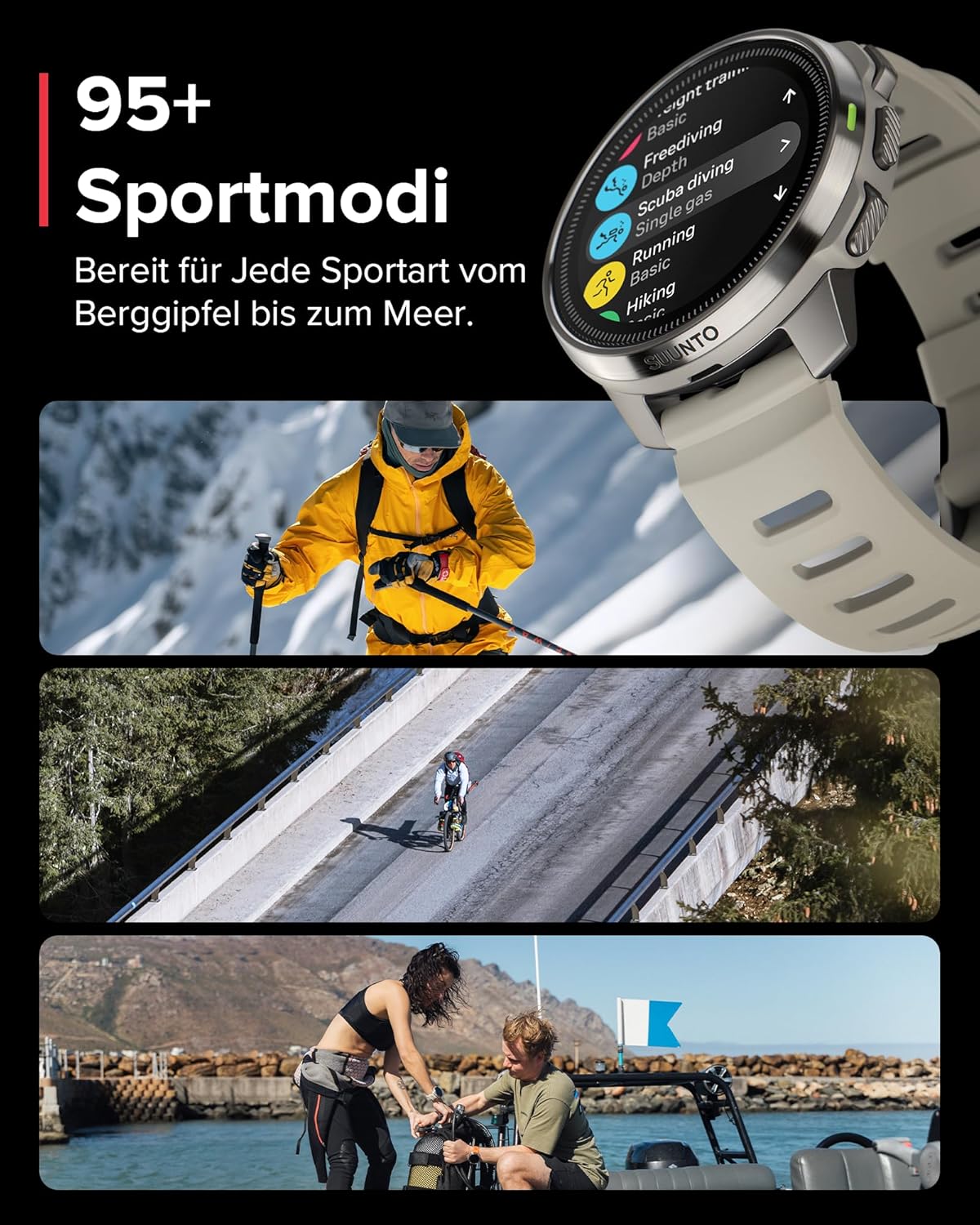 Suunto Ocean AMOLED Tauchcomputer & Multisportuhr: 100m Wasserdicht, GPS, Offline-Karten, 40h