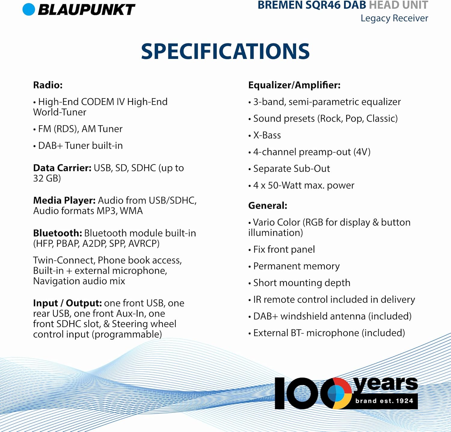 Blaupunkt Bremen SQR 46 DAB Retro Autoradio: Bluetooth, DAB+, USB, Aux-In, 4x50W, Kurze Einbautiefe